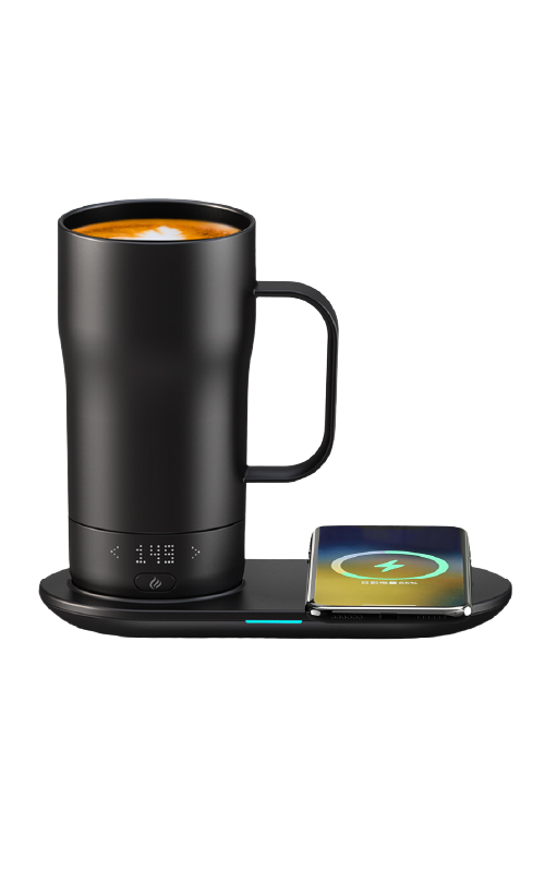 Wholesale large capacity smart heated coffee tumbler with wireless phone charger base
